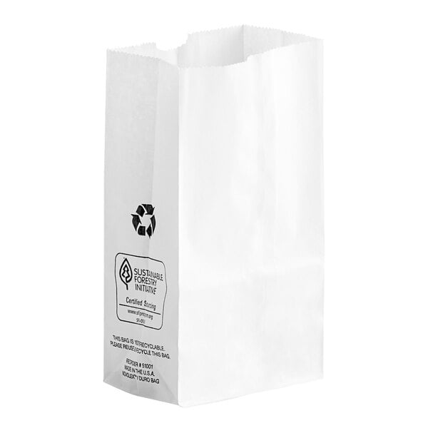 A white Duro paper bag with black text.