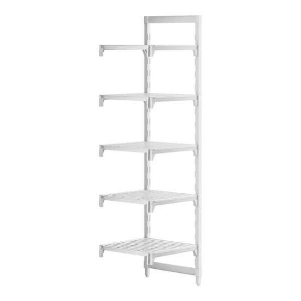 A white Cambro camshelving premium add on unit with shelves.