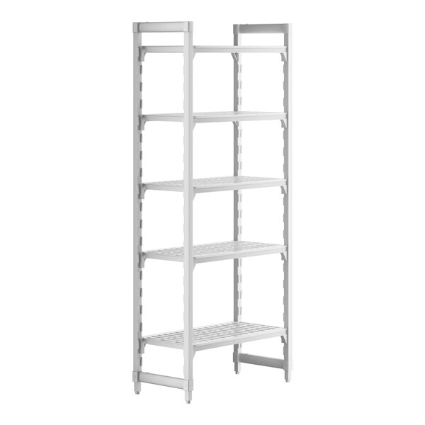A white plastic Camshelving Premium unit with 5 vented shelves.