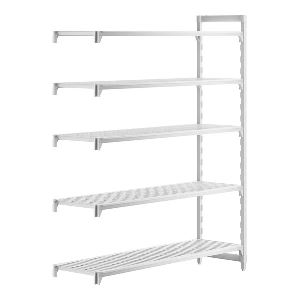 A white Camshelving Premium add on unit with 4 shelves.