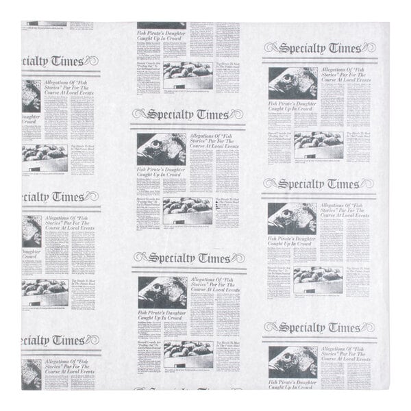 American Metalcraft 16" x 16" White Newspaper Print Deli Sandwich Wrap Paper - 1,000/Case