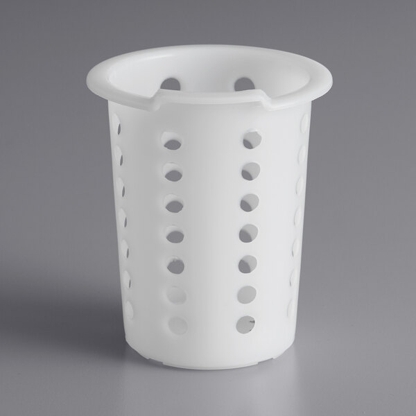 White Perforated Plastic Flatware Cylinder