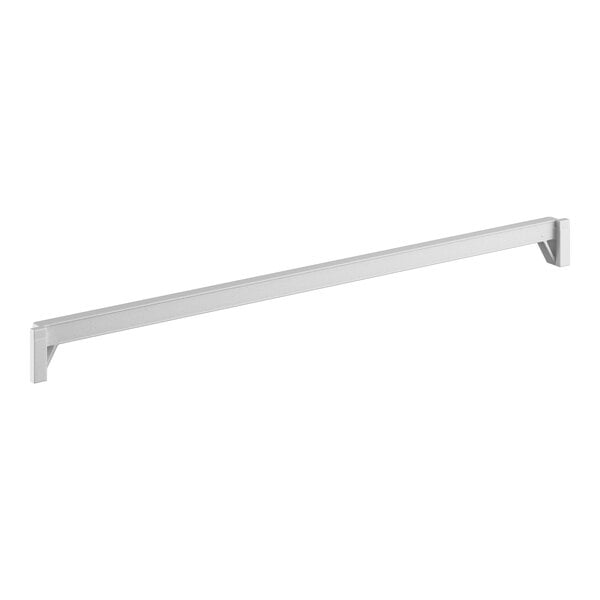 A white metal rectangular bar with a long handle.