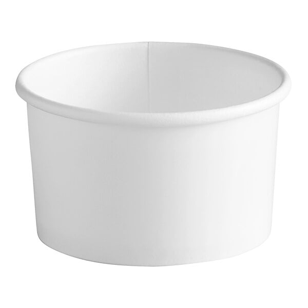 Disposable White Paper Soup Containers with Lids - Paper Ice Cream Cups - Disposable Dessert Bowls for Cold, Frozen Yogurt Cups - Food Storage