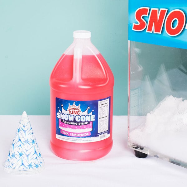 Carnival King 1 Gallon Pink Lemonade Snow Cone Syrup 4 Case