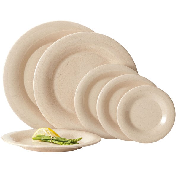 a close-up of a stack of plates