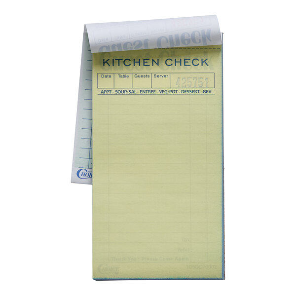Choice 2 Part Green and White Carbonless Guest Check Book - 50/Case