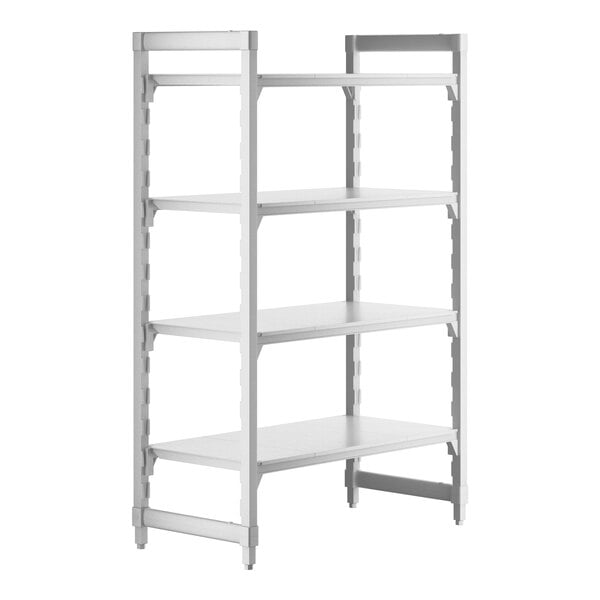 A white Camshelving® Premium stationary starter unit with four shelves.