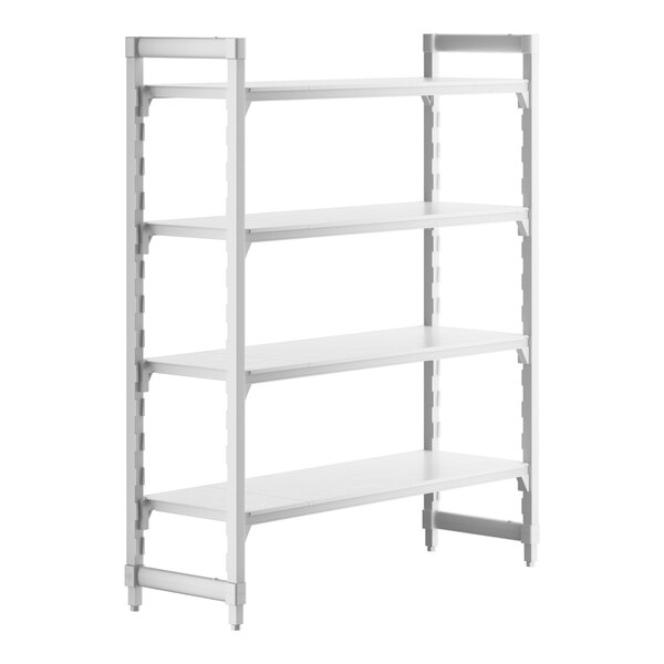 A white Camshelving Premium stationary starter unit with four shelves.
