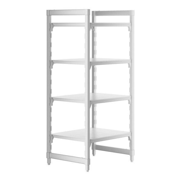 A white Camshelving® Premium stationary unit with four shelves.