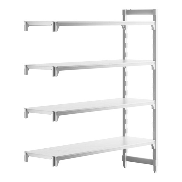 A white rectangular Camshelving® Premium add on unit with four shelves.