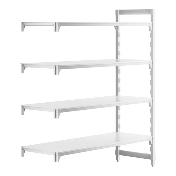 A white Camshelving® Premium add on unit with four shelves.