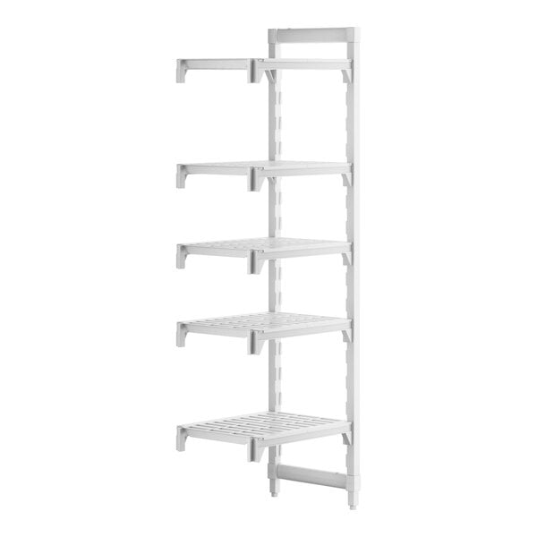 A white Cambro Camshelving® Premium Add On Unit with shelves.