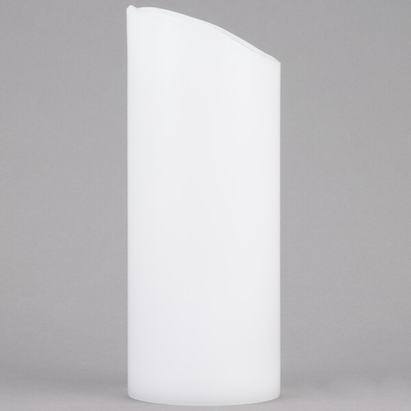 A white rectangular Sterno Mirage flameless LED candle.