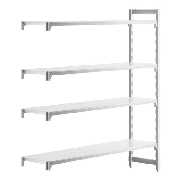 A white rectangular Camshelving® add on unit with four shelves.