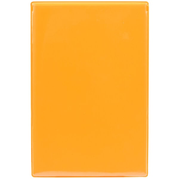 A yellow rectangular Menu Solutions Mandarin menu board cover.