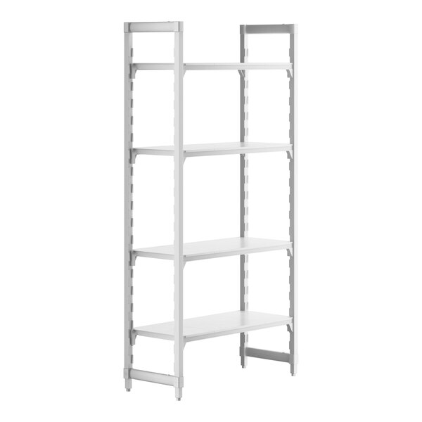 A white Camshelving Premium stationary starter unit with four shelves.