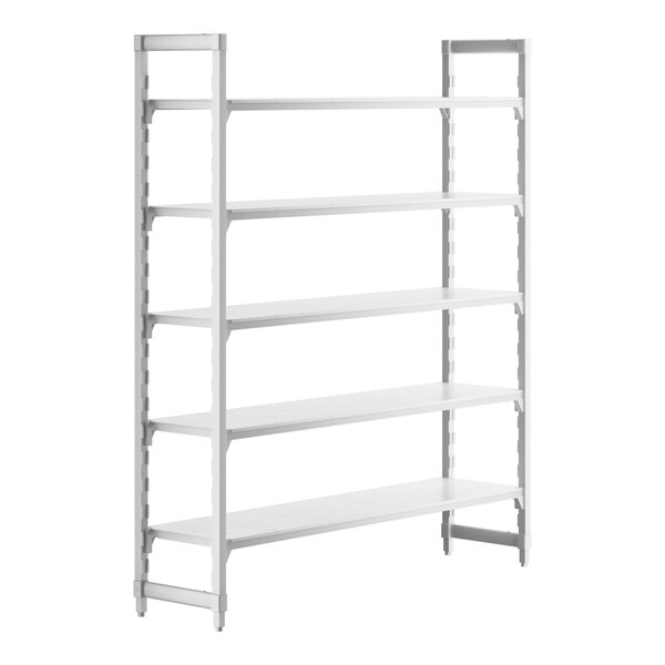 A white Camshelving Premium stationary starter unit with four shelves.