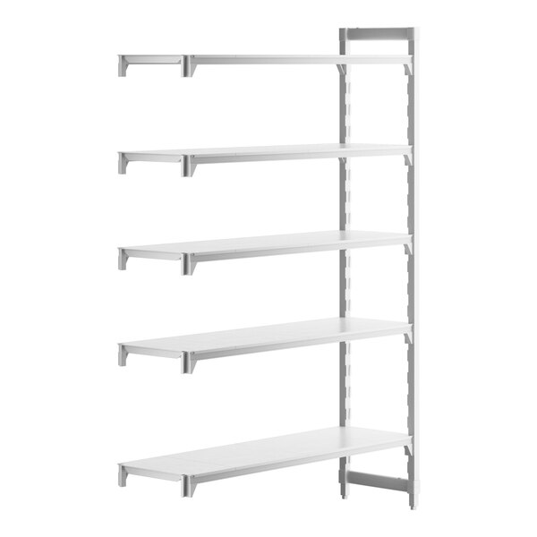 A white rectangular Cambro Camshelving® Premium Add On Unit with shelves.