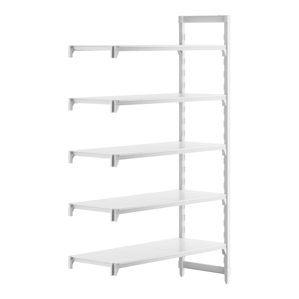 A white rectangular Cambro Camshelving® Premium add on unit with shelves.