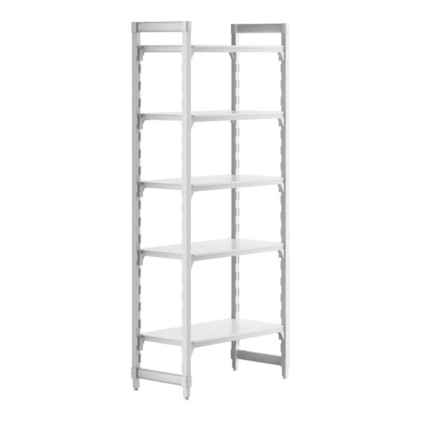 A white Camshelving® Premium stationary starter unit with 5 shelves.