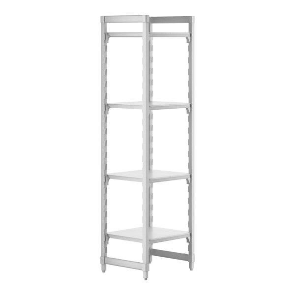 A white Camshelving Premium stationary starter unit with four shelves.