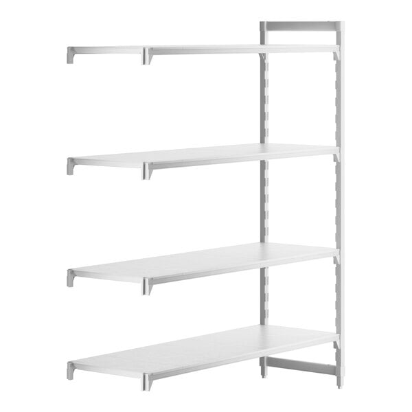A white rectangular Cambro camshelving® add on unit with shelves.