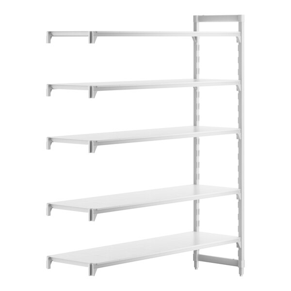 A white rectangular Camshelving Premium add on unit with four shelves.
