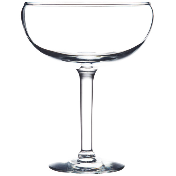 A clear glass with a stem.