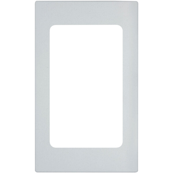 A white rectangular frame with a clear window.