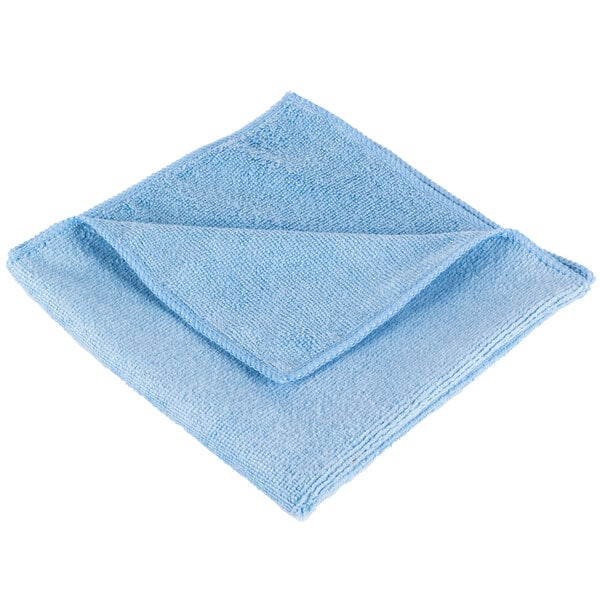 A blue Unger SmartColor Microfiber cleaning cloth folded on a white background.