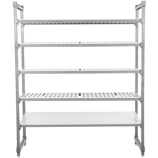 Cambro ESU184284VS5580 Camshelving® Elements Stationary Starter Unit with 4 Vented Shelves and 1 Solid Shelf - 18" x 42" x 84"