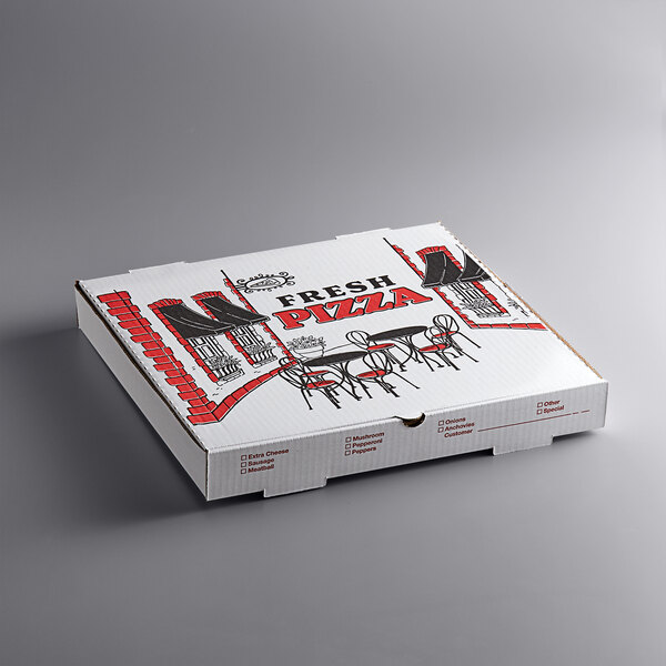 DHG Professional 50 Pack Pizza Box 4 Color Print Hot & Fresh Pizza - Base Color White (12 x 12)