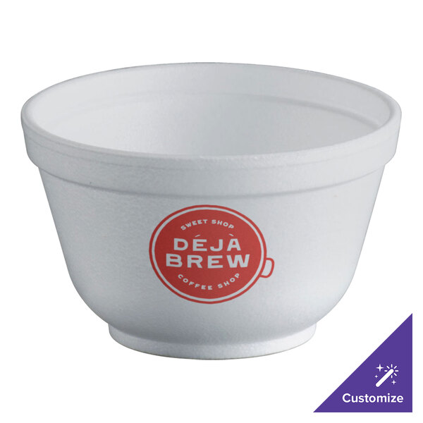 A white Dart foam bowl with red text that says "Dart"