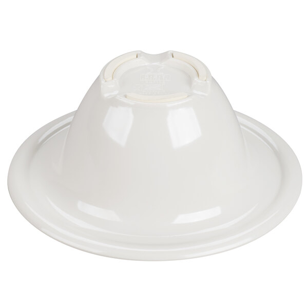 A white melamine bowl with a wide rim.