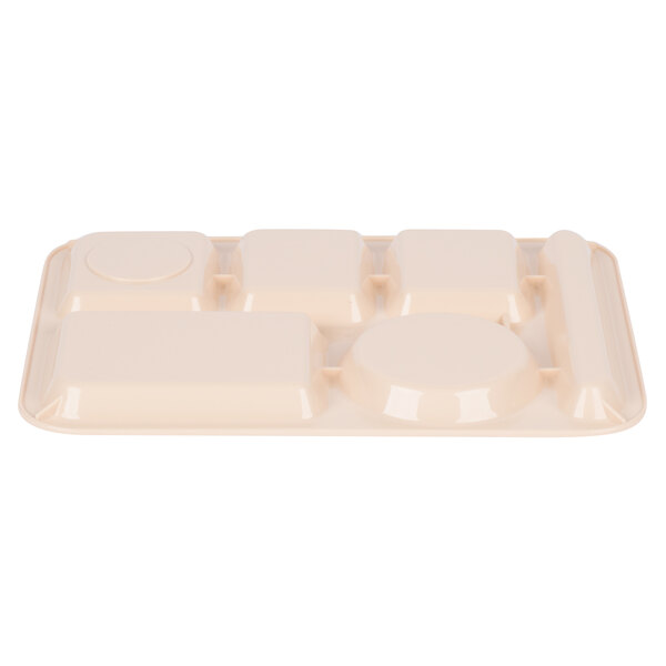 A white polypropylene tray with six compartments.