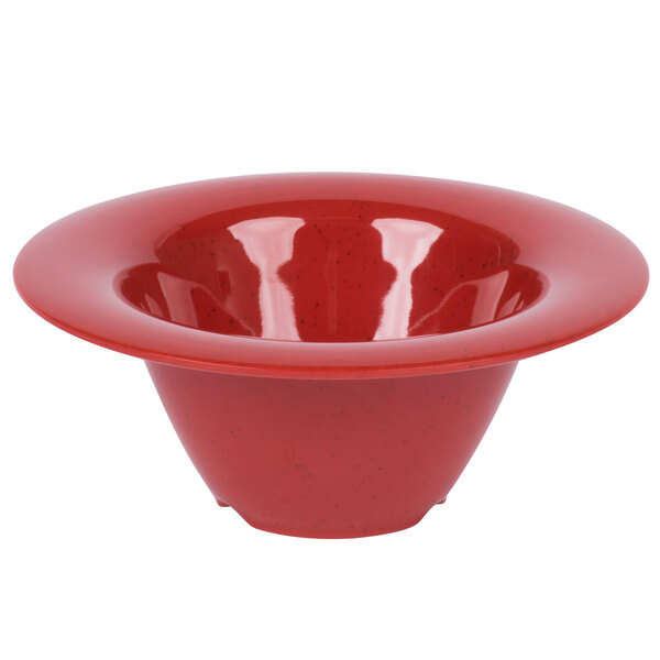A red GET Sensation melamine bowl with a wide rim.