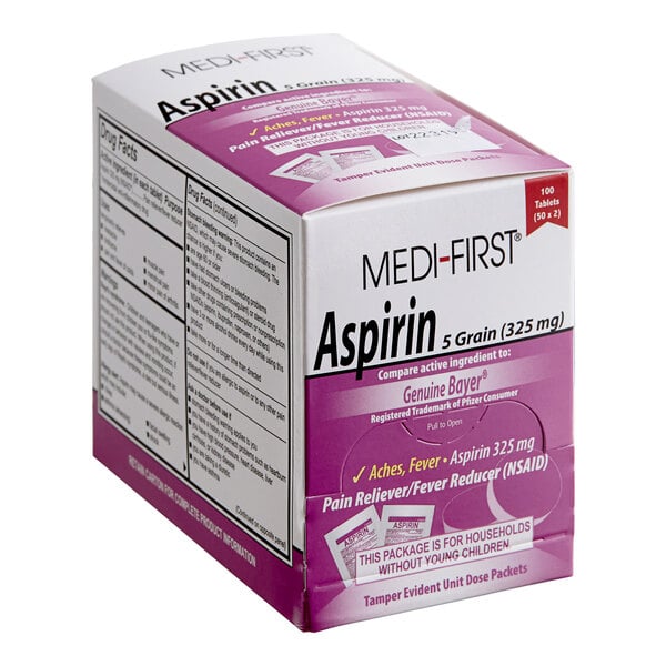 Medi-First 80533 Aspirin Tablets - 100/Box