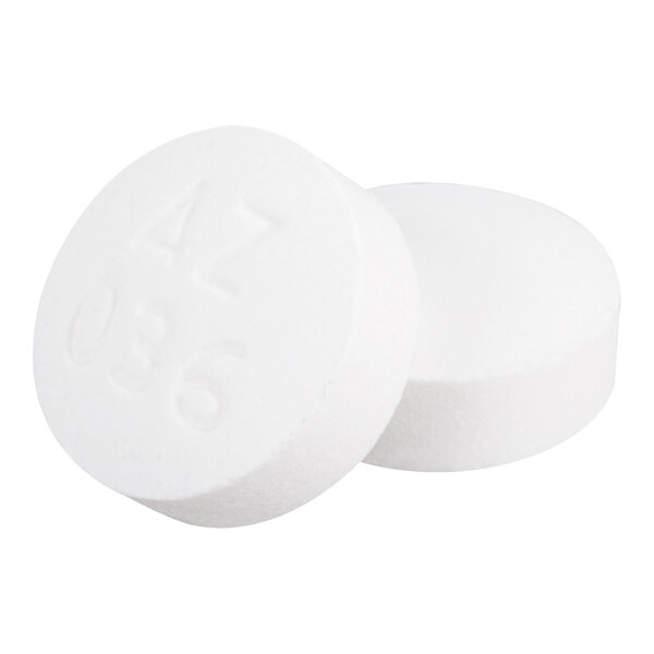 Two round, white tablets with the imprint 'AZ 036' visible on one of them.