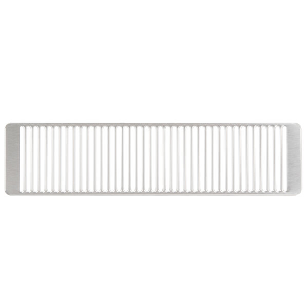A silver rectangular Grindmaster Cecilware drip tray grid with white lines.