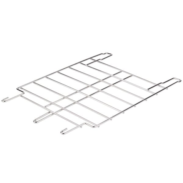 A close-up of a Metro wine storage bin divider, a metal rack with two bars.