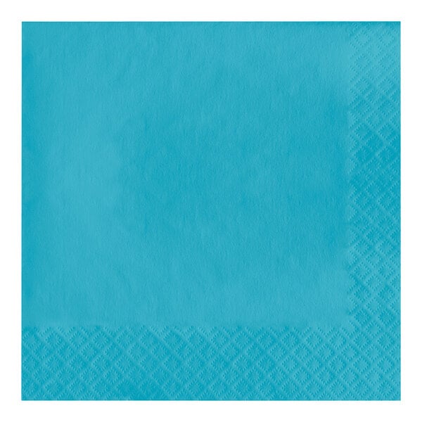 A Bermuda blue paper napkin with a white square border.