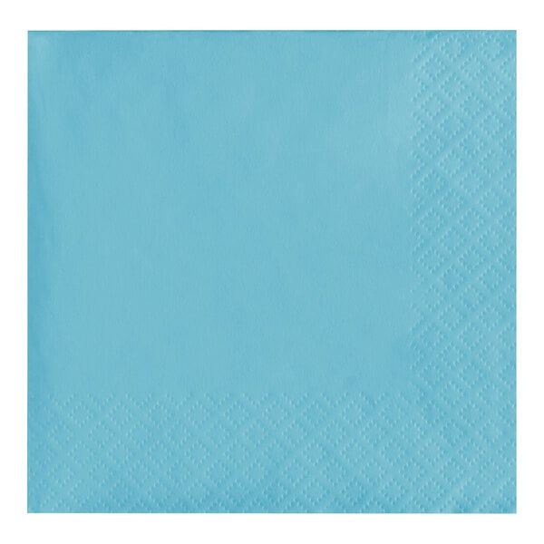 A pastel blue paper napkin with a diamond pattern.