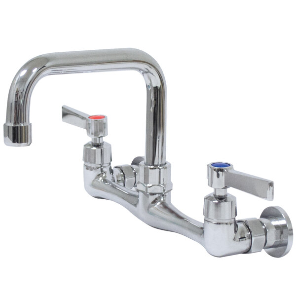 Advance Tabco K 160 6 Wall Mounted D Style Extended Spout Swivel Faucet With 8 Centers And Lever Handles