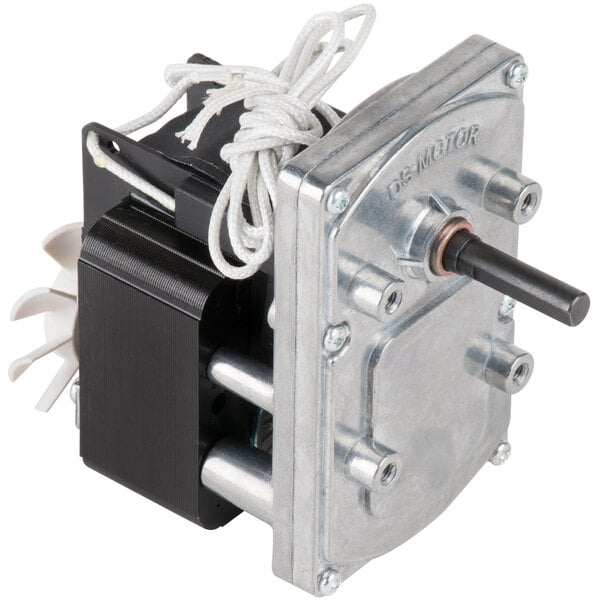 A close-up of the Avantco replacement motor for a conveyor toaster with a white wire.