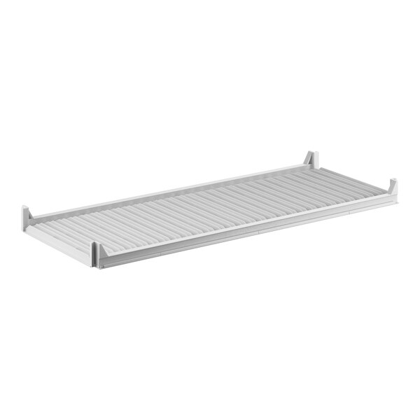 A white rectangular Cambro Camshelving Premium vented shelf kit.