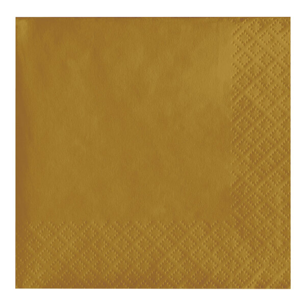 A brown paper napkin with a gold border.