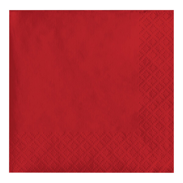 A red paper napkin with a diamond pattern.