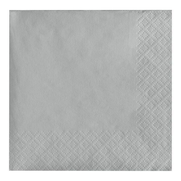 Creative Converting 573281B Shimmering Silver 3-Ply Beverage Napkin - 50/Pack