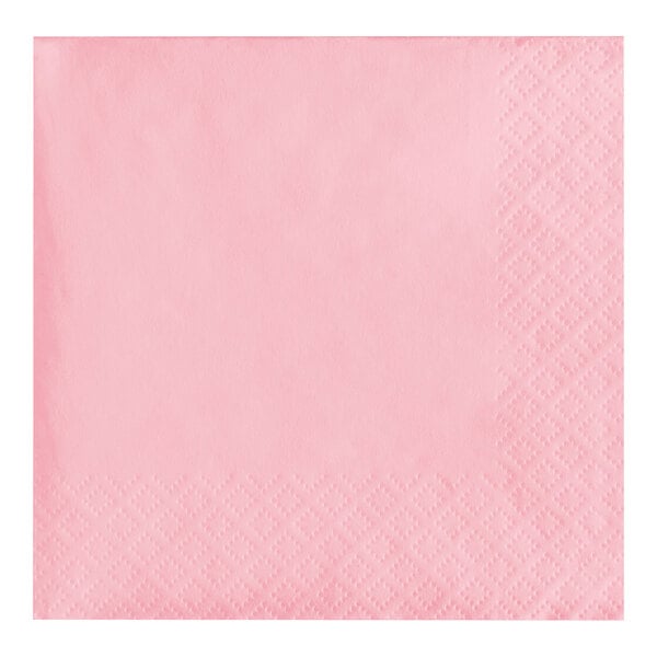 A pack of pink paper beverage napkins with a diamond pattern.